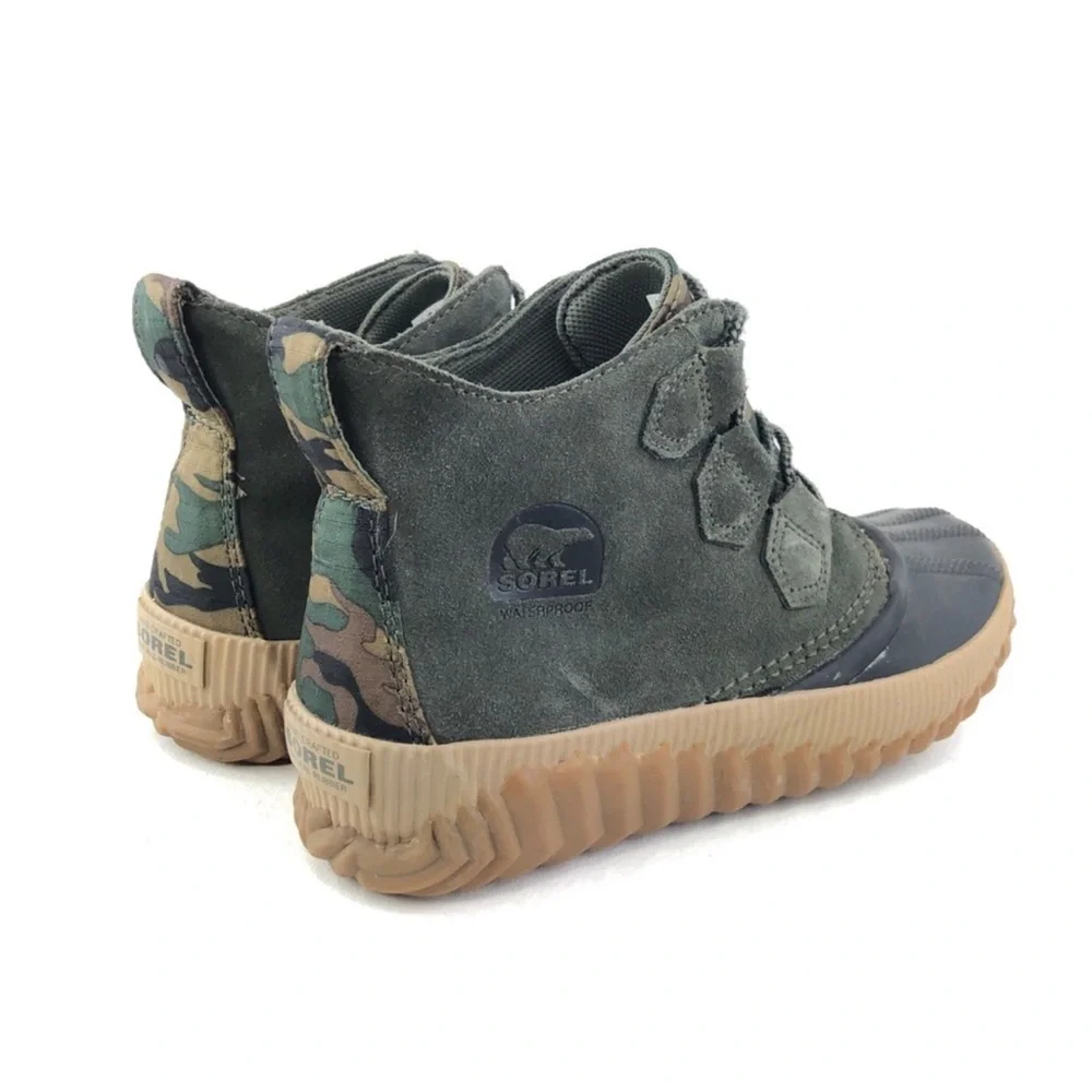 SOREL Out N About Mid Camo Ankle Boots Waterproof Utility Natural Rubber SZ 7.5